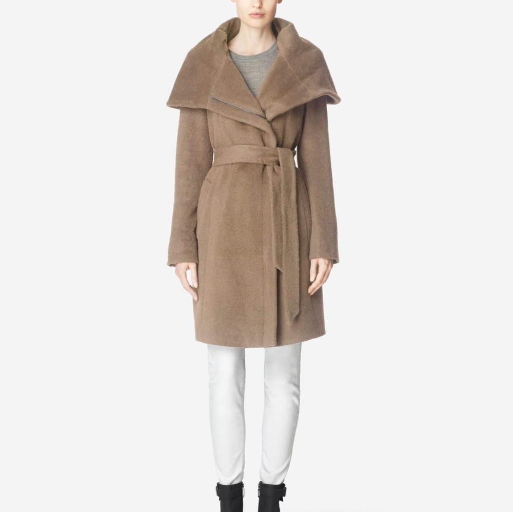 Cole Haan Alpaca Wool Wrap Belted Coat Long NWT